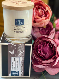 Luxury Glass candle with engraved lid- Island Rose