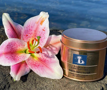 Load image into Gallery viewer, Wild Orchid &amp; Sea salt rose gold tin candle