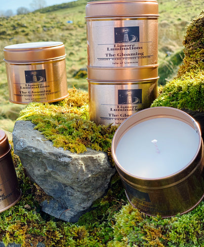 The Gloaming - rose gold tin - 8oz soy wax candle.